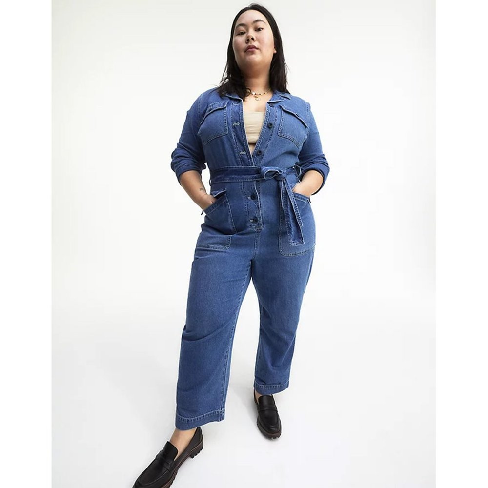 NWT! Denim Tie-Waist Jumpsuit in Claireville Wash